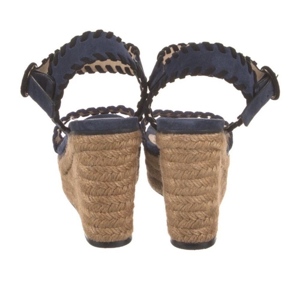 Jimmy Choo Navy and Tan Espadrille Wedges - Picture 2 of 7